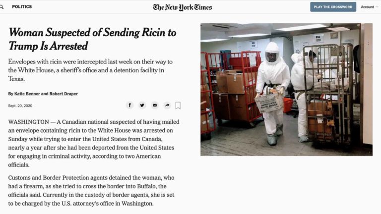 Mail & Ricin: New York Times.