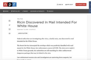 Mail Threat Alert 2020-09, #2: White House.