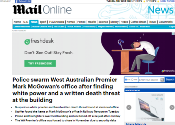 Police swarm West Australian Premier Mark McGowan's office after finding a written death threat Da.