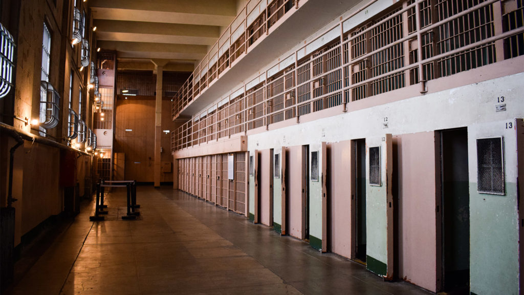 Inside Empty Alcatraz Cell Block.