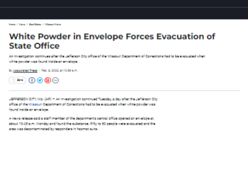 White Powder in Envelope Forces Evacuation of State Office Missouri News US News (2).